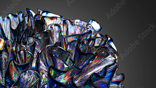 Abstract 3D Glass Petal Formation With Chromatic Aberation