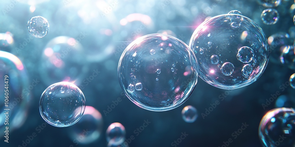 The ethereal scene of delicate bubbles floating in the air The ethereal scene of delicate bubbles floating in the air