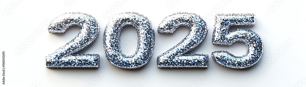 Glittery number 2025 on a white isolated background. Glittery number 2025 on a white isolated background.