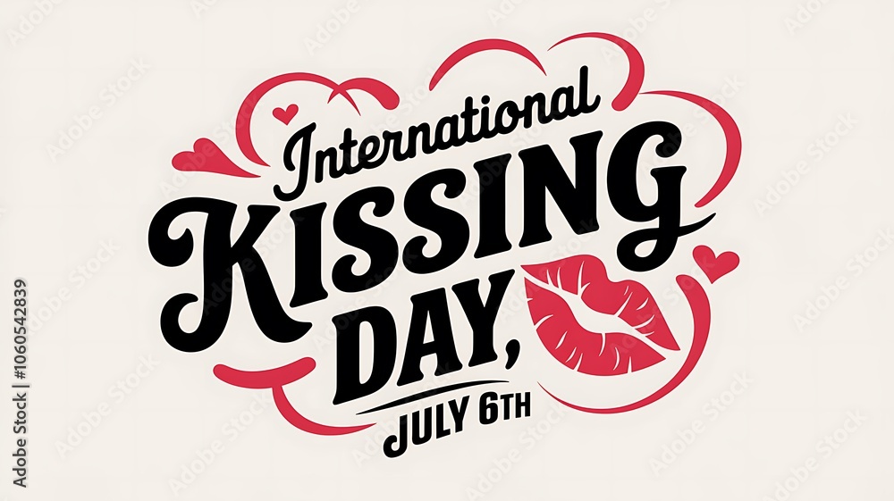 International Kissing Day Celebration Graphic with Lips and Hearts International Kissing Day Celebration Graphic with Lips and Hearts
