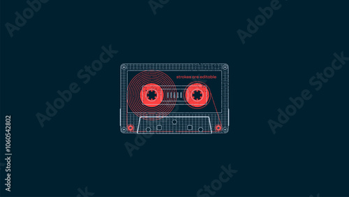 A classic cassette for a tape recorder. Fully editable vector art