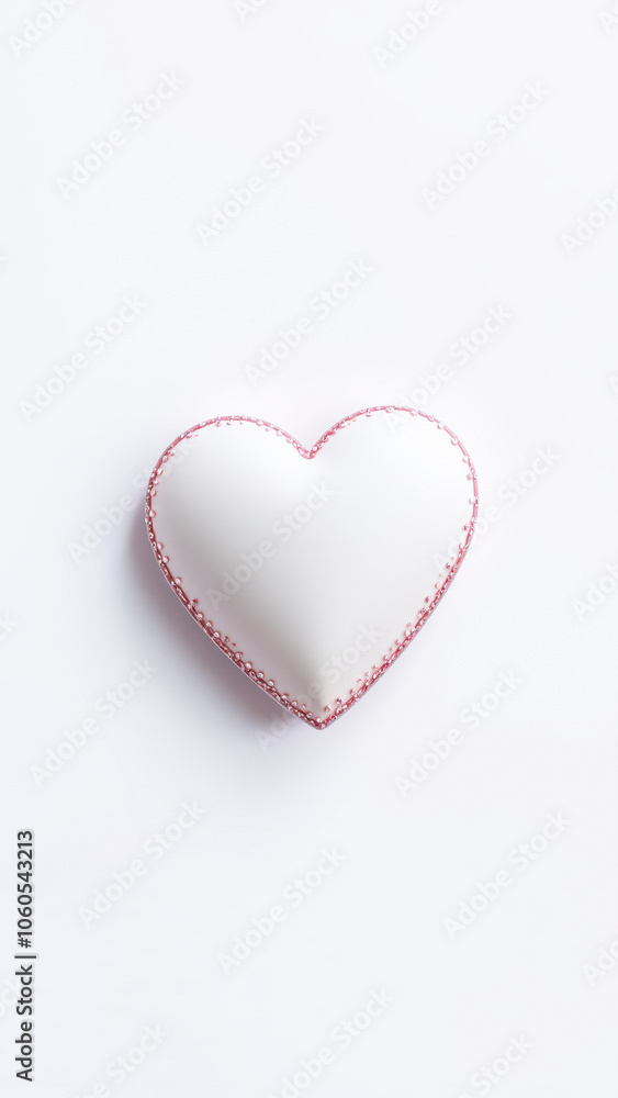 white heart with a pink glitter border