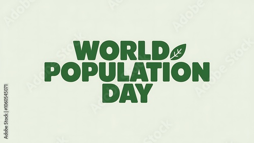 World Population Day with a Green Leaf Symbol