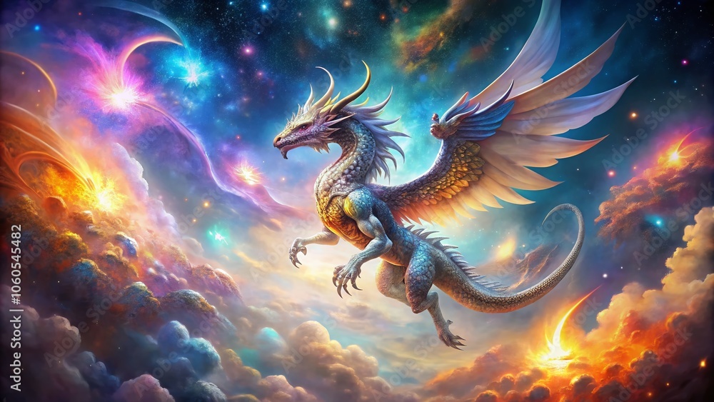 Ethereal Dragon in Nebula: Celestial Soaring Fantasy Art, Cosmic Realm, Glowing Creature, Architectural Photography, Space, Universe, Mythical Beasts, Vibrant Colors, Dreamlike Scene Ethereal Dragon in Nebula: Celestial Soaring Fantasy Art, Cosmic Realm, Glowing Creature, Architectural Photography, Space, Universe, Mythical Beasts, Vibrant Colors, Dreamlike Scene