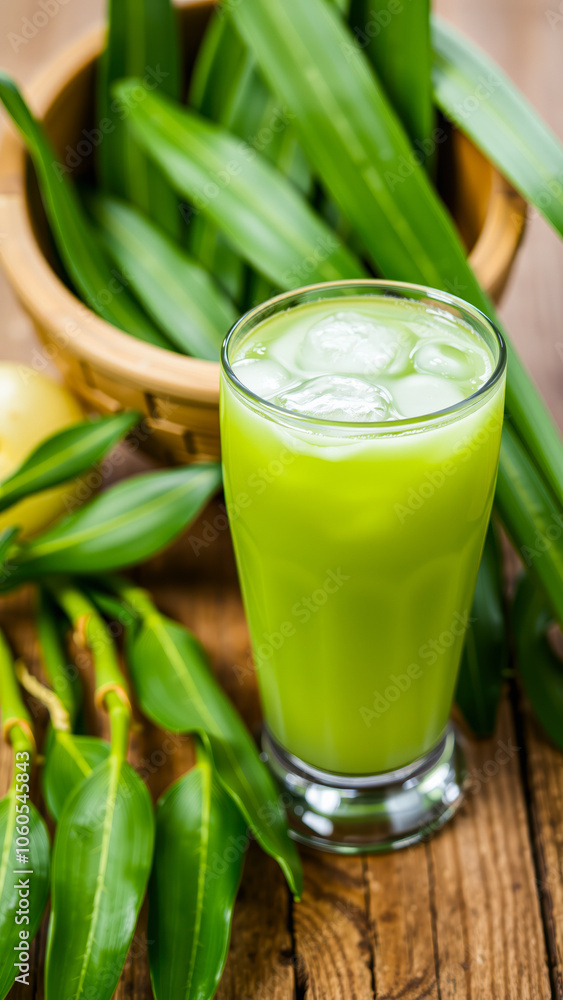 glass chilled green juice surrounded by fresh leaves glass chilled green juice surrounded by fresh leaves