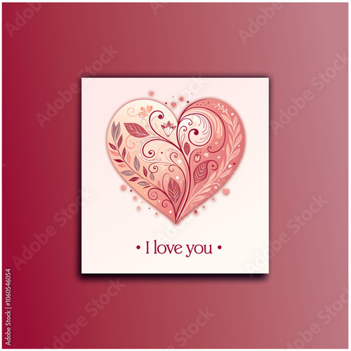 Happy Valentine's Day greeting card with a heart and the inscription I love you