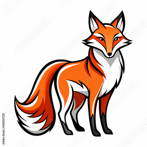 Fox Bold Line Art on White Background