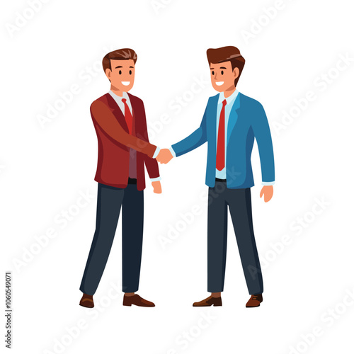two men shaking hands with white background