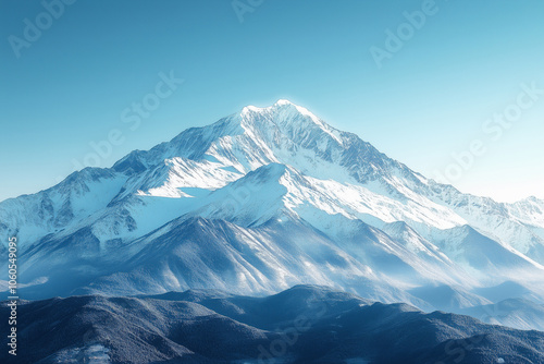 Wallpaper Mural Majestic snow-capped mountains stand tall beneath a stunning clear blue sky during a tranquil morning in the wilderness Torontodigital.ca