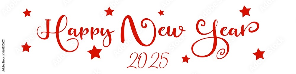 Happy New Year in Script text of red color in landscape format Happy New Year in Script text of red color in landscape format