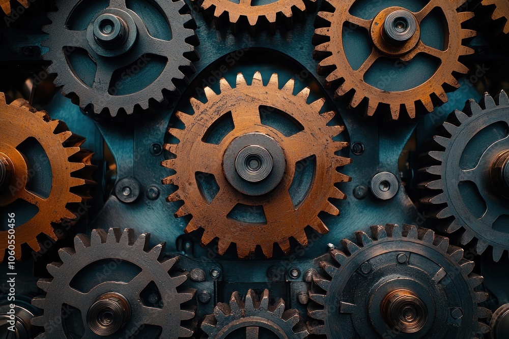 Close-up of Interlocking Cogs in a Mechanical System Close-up of Interlocking Cogs in a Mechanical System
