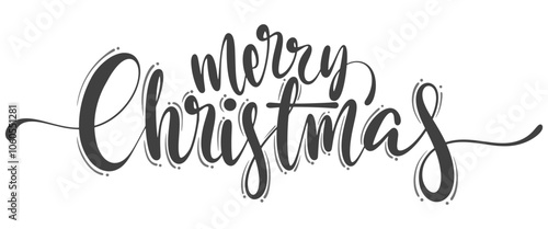 Merry christmas lettering hand drawn callygrapy script vector eps
