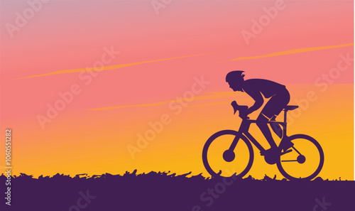 Fresh and vibrant cyclist in beautiful morning dawn best poster background design for your championship community event	