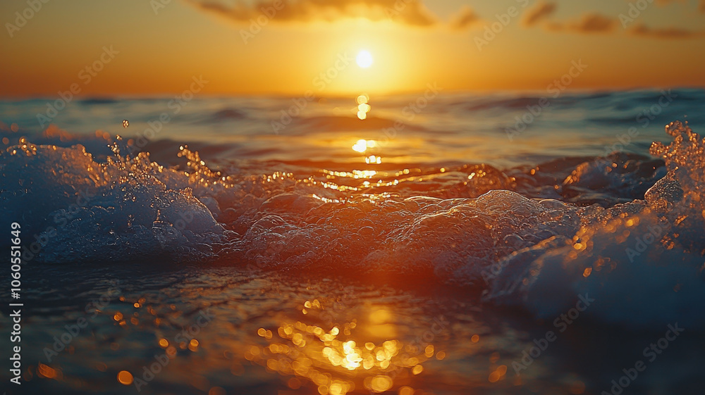 Serene sunset over calm ocean waves, capturing golden hour lighting and tranquil beauty. gentle waves reflect warm hues, creating peaceful atmosphere Serene sunset over calm ocean waves, capturing golden hour lighting and tranquil beauty. gentle waves reflect warm hues, creating peaceful atmosphere