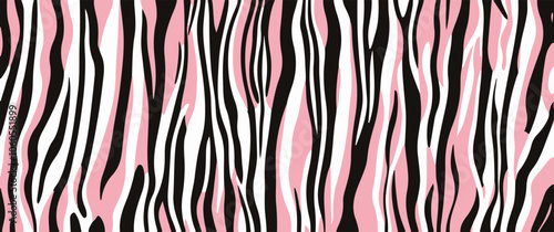 A romantic pink zebra print with delicate black and white stripes, perfect for adding a touch of femininity to any outfit, black pink and white zebra pattern