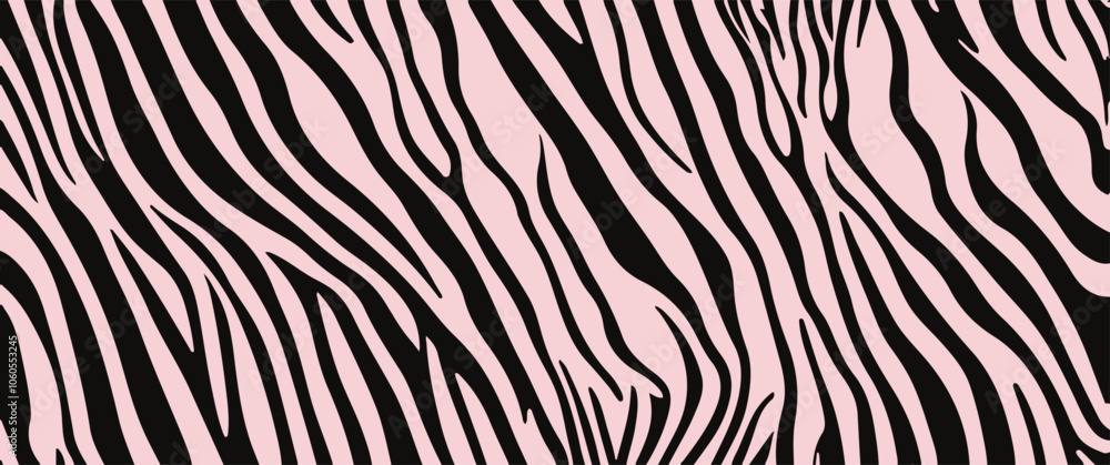 Fototapeta premium A trendy pink zebra print with geometric black and white stripes, perfect for staying on top of the latest fashion trends, black pink and white zebra pattern