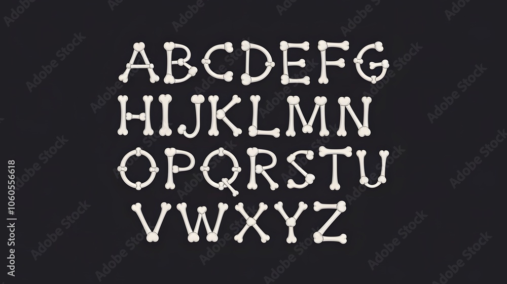 letters in bone shape, vector, illustration, lettering, print, isolated, bone, text, generative AI letters in bone shape, vector, illustration, lettering, print, isolated, bone, text, generative AI