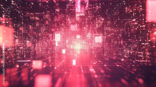 Wallpaper Mural Abstract digital landscape with glowing data structures. Torontodigital.ca