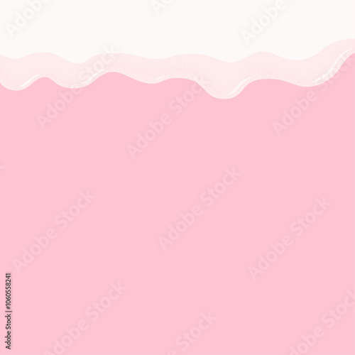 ピンク色の背景にとろけるクリームのイラスト - 手描きのシンプルでかわいいスイーツのイメージ素材 - 正方形