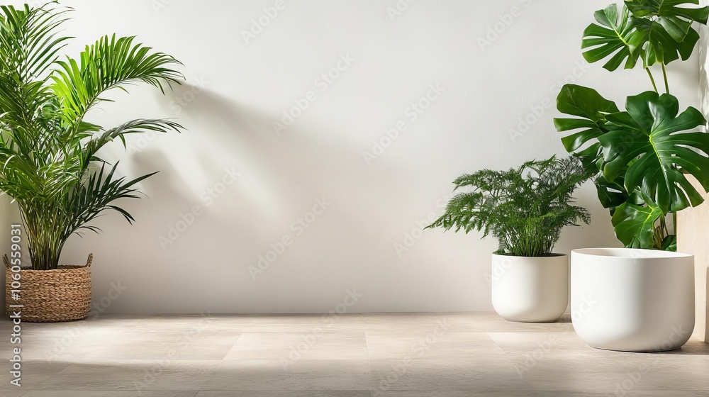 Bath retreat, stone floor, indoor plants, soft light Bath retreat, stone floor, indoor plants, soft light