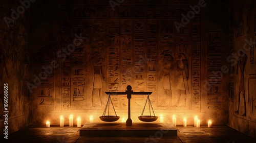 Anubis' Judgment: Scales in a Darkened Chamber