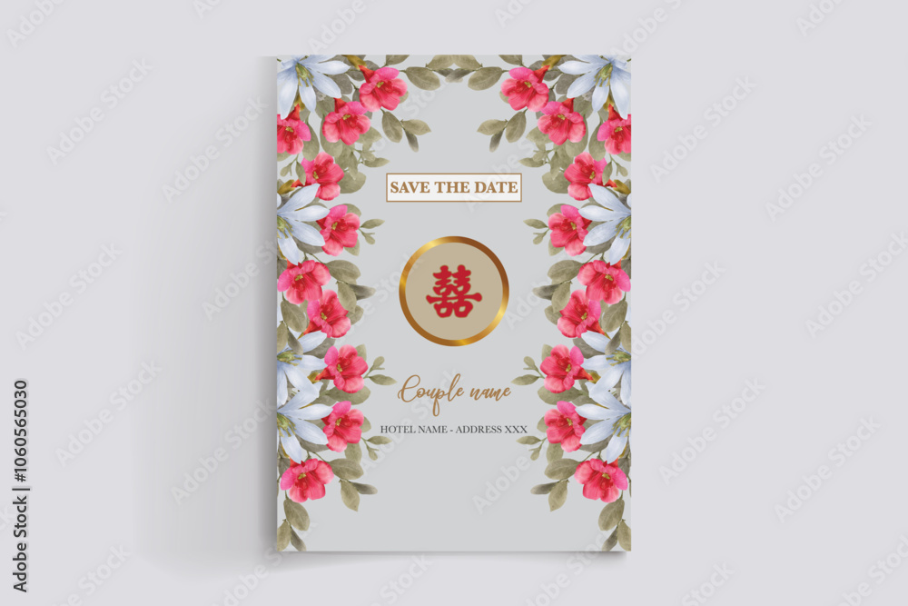 Obraz premium BRIDAL SHOWER FLORAL INVITATION TEMPLATE