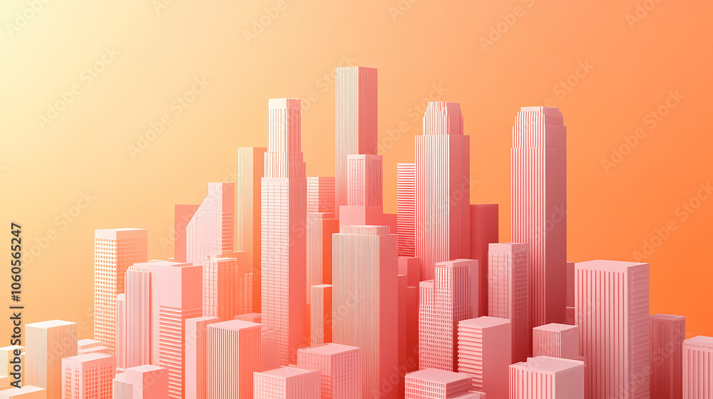 A 2d illustration of a cityscape with 3d skyscrapers emerging from the flat design, creating a dynamic depth effect. 3D Depth Effect. Illustration A 2d illustration of a cityscape with 3d skyscrapers emerging from the flat design, creating a dynamic depth effect. 3D Depth Effect. Illustration