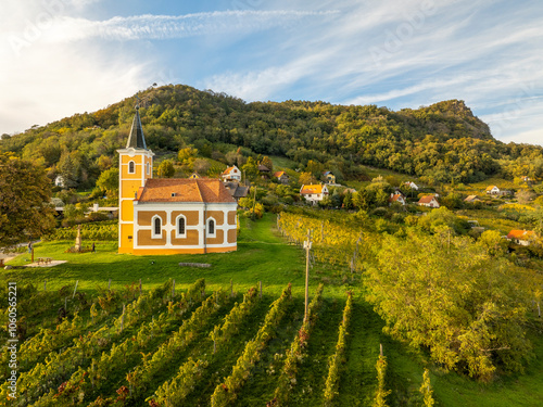 The Holy Name Of Virgin Mary chapel (Lengyel Kapolna) in Hegymagas, Hungary. Located in Tapolcai medence, Balaton uplands photo