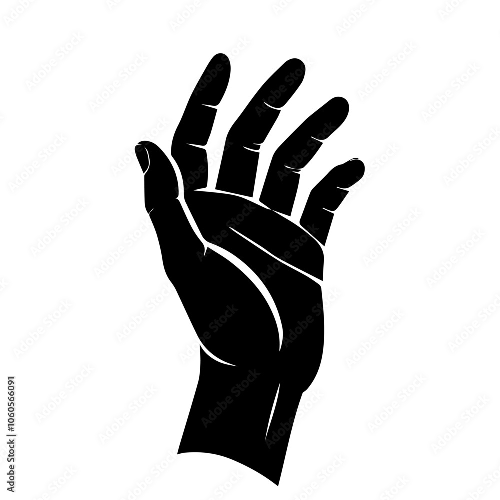 Obraz premium Hand black icon isolated human hand black silhouette vector