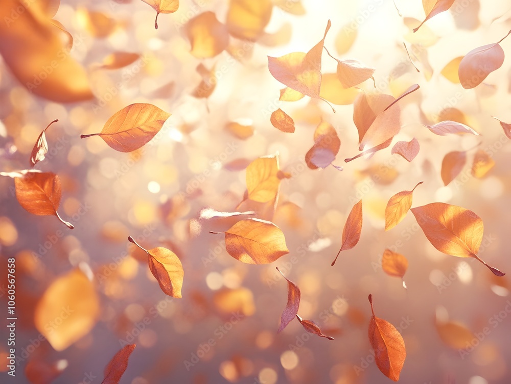 Swirling Autumn Leaves Cascading Through Sunlit Air Ethereal and Captivating 3D Swirling Autumn Leaves Cascading Through Sunlit Air Ethereal and Captivating 3D