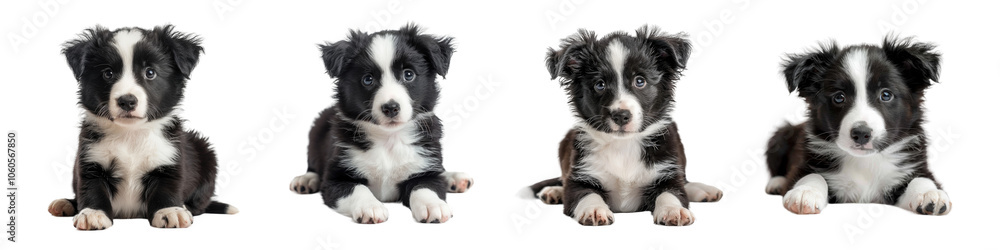 Little dogs sitting looking at camera isolated on transparent background cutout png