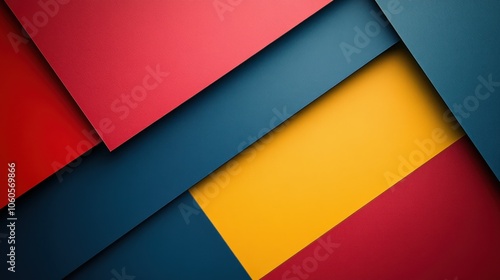 Abstract geometric pattern with red, yellow and blue colors.