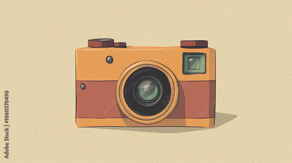 A classic camera has a wooden texture with a retro and emotional atmosphere, showing the charm and feelings of photography art. Vintage Polaroid. Illustration A classic camera has a wooden texture with a retro and emotional atmosphere, showing the charm and feelings of photography art. Vintage Polaroid. Illustration
