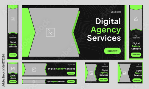 Trendy digital agency web set banner design for social media post, digital marketing web bundle banner design, fully customizable vector eps 10 file format