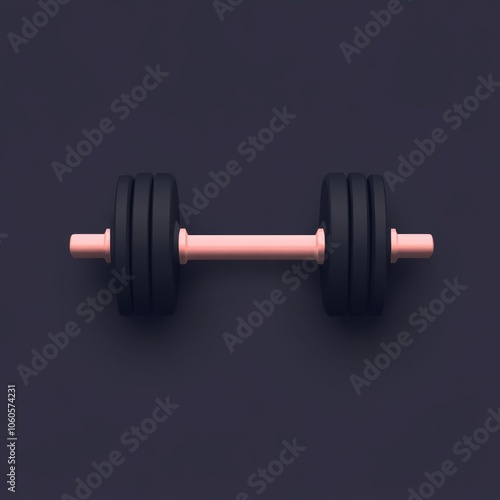 A black and pink barbell isolated on a dark background.