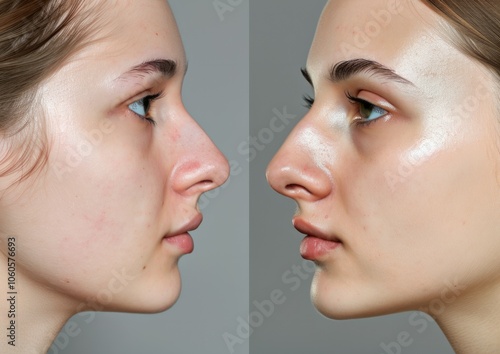 Rhinoplasty.Showing photos before and after