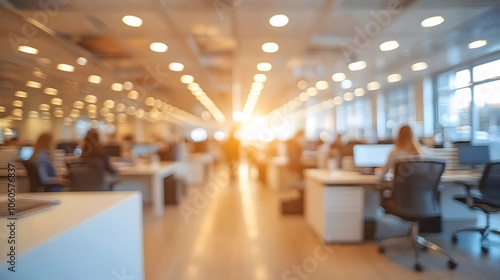 Wallpaper Mural Minimalist open office in abstract blur, white interior with desks and chairs, bright and open space, professional and clean Torontodigital.ca