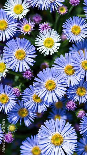 cluster blue white flowers full bloom