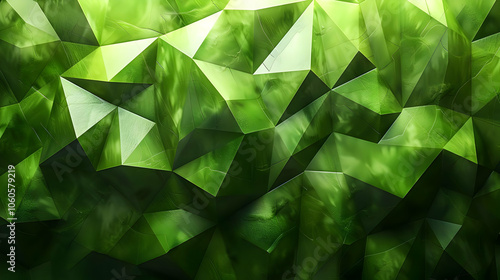 Abstract Green Crystal Polygonal Background Illustration