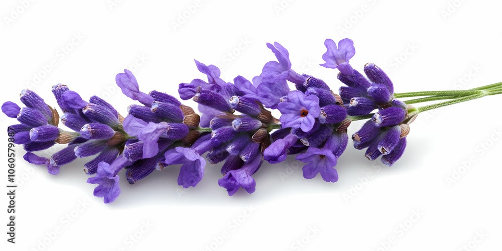 A sprig of lavender showcasing its vibrant purple flowers and green stem. A sprig of lavender showcasing its vibrant purple flowers and green stem.