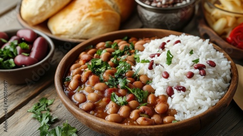 Wallpaper Mural Turkish food in its traditional form. The Haricot Rice, beans, with toast and onion
 Torontodigital.ca