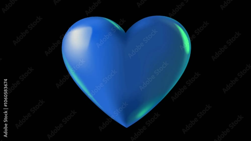 Animation blue balloon heart shape on black background. Animation blue balloon heart shape on black background.