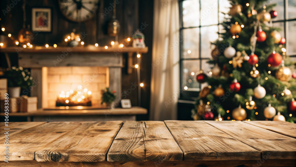 empty-wooden-table-with-christmas-theme-in-background empty-wooden-table-with-christmas-theme-in-background