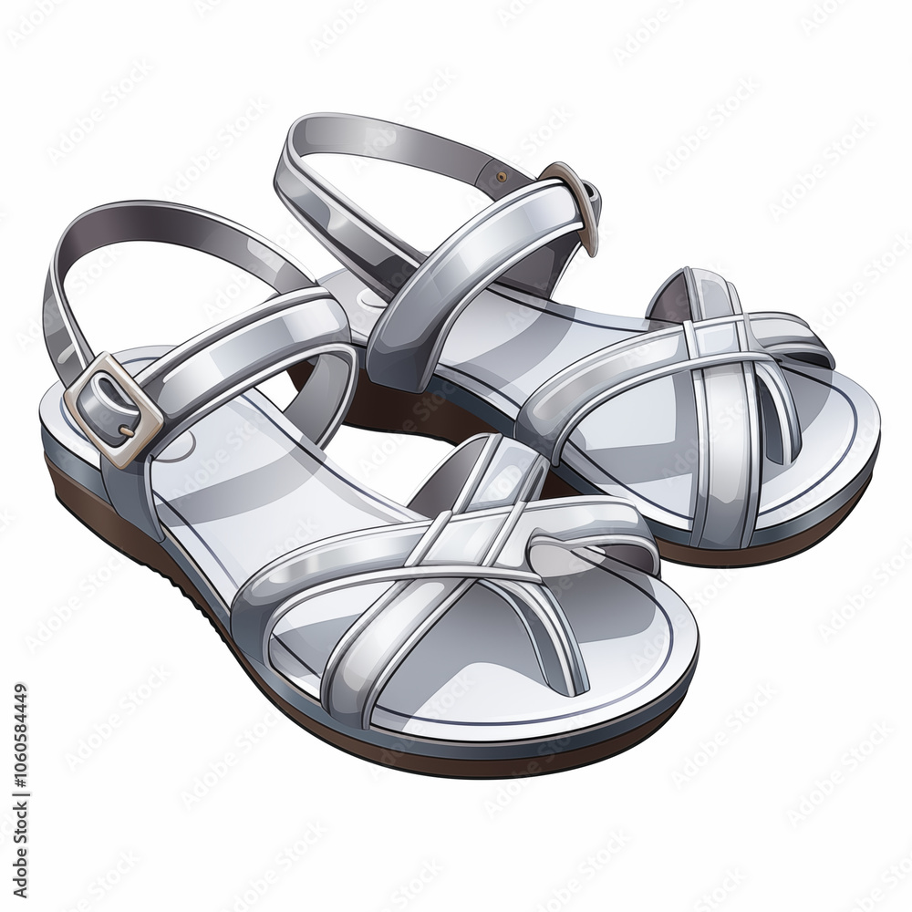 Stylish white sandals with crisscross straps ideal for summer outings and casual events Stylish white sandals with crisscross straps ideal for summer outings and casual events
