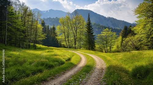 Serene Pathway Through Lush Green Forest Landscape