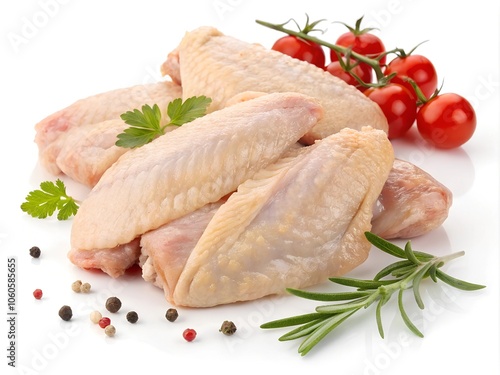 raw chicken wings isolated on white background