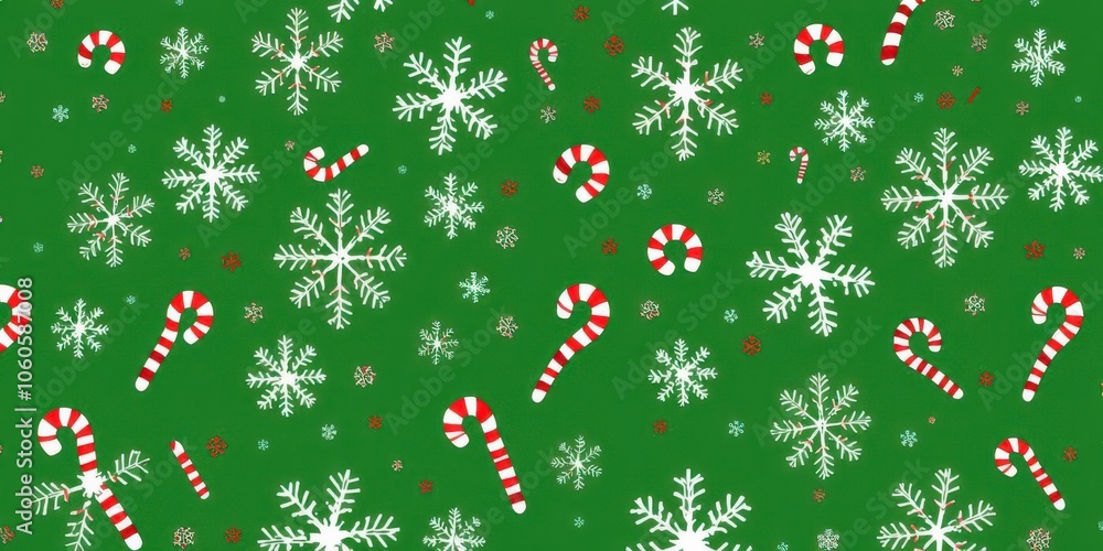 A festive Christmass seamless pattern featuring traditional holiday motifs such as ornaments, candy canes, and snowflakes, background, stationery A festive Christmass seamless pattern featuring traditional holiday motifs such as ornaments, candy canes, and snowflakes, background, stationery