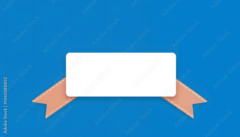 Blank badge mockup isolated on blue background. Name Tag with ribbon isolated with white highlights, png Blank badge mockup isolated on blue background. Name Tag with ribbon isolated with white highlights, png