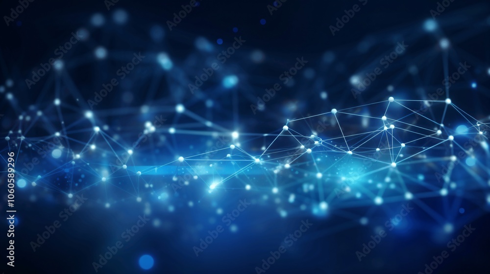 Abstract Blue Networking Background with Glowing Dots Abstract Blue Networking Background with Glowing Dots