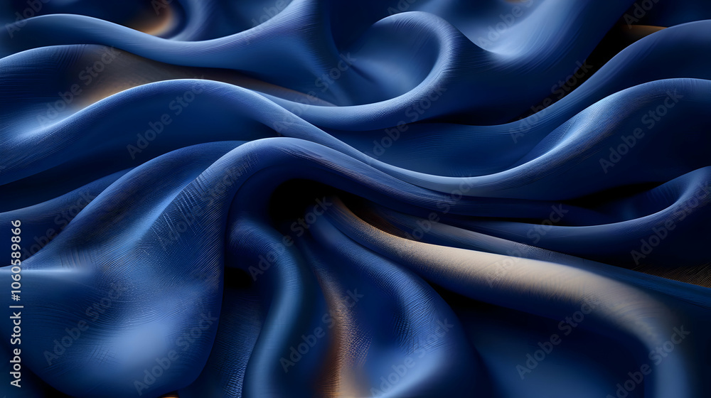 Fototapeta premium Abstract Blue Fabric Waves Background Illustration